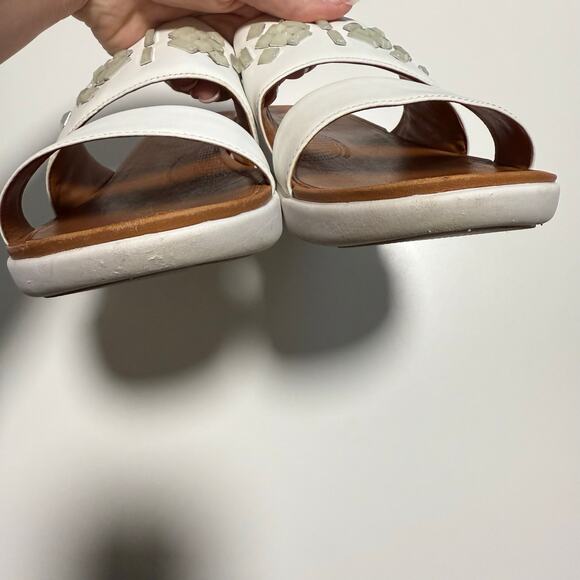 FitFlop Delta Leather Slide Sandals Jewel Beaded Double Strap Coastal Boho Sz 10 - Picture 5 of 7